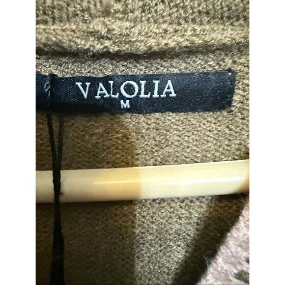 Valolia Women's V-Neck Hooded Knit Pullover Sweater Olive Green Size Medium NWT - Picture 10 of 12